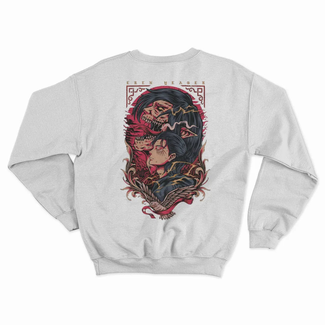 Eren Yeager Attack on Titan Anime Sweatshirt | "Tatakae" Premium Fleece Unisex Sweat Shirt | Unique Winter Wear by Stoiz