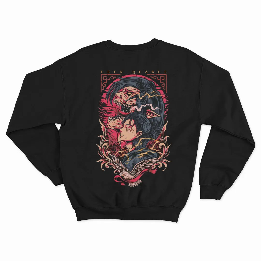 Eren Yeager Attack on Titan Anime Sweatshirt | "Tatakae" Premium Fleece Unisex Sweat Shirt | Unique Winter Wear by Stoiz
